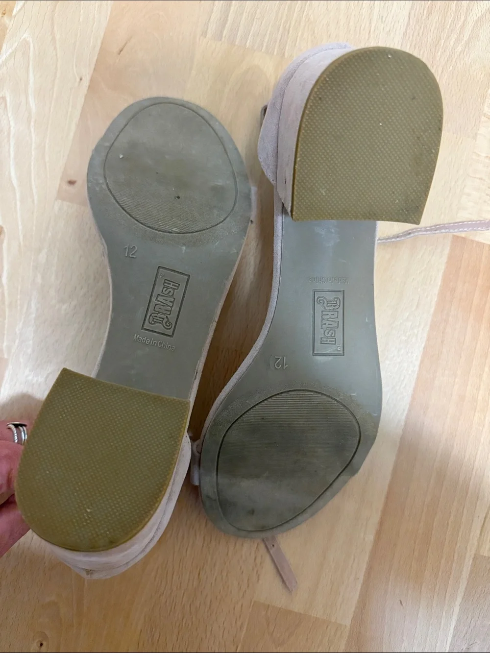 Brash Blush/Beige Suede Block Heel Sandals with Ankle Strap 12
